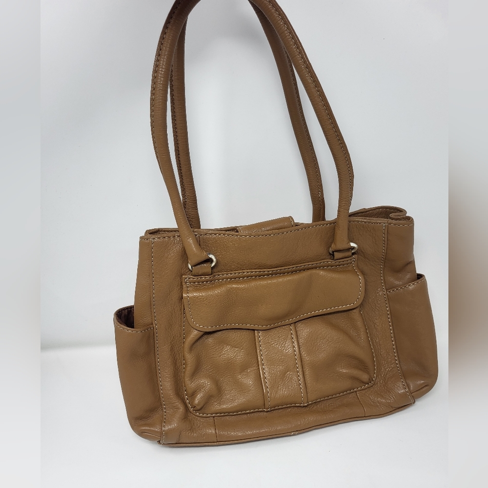 Fossil Leather Double Strap Tan Brown Bag Purse Pocketbook